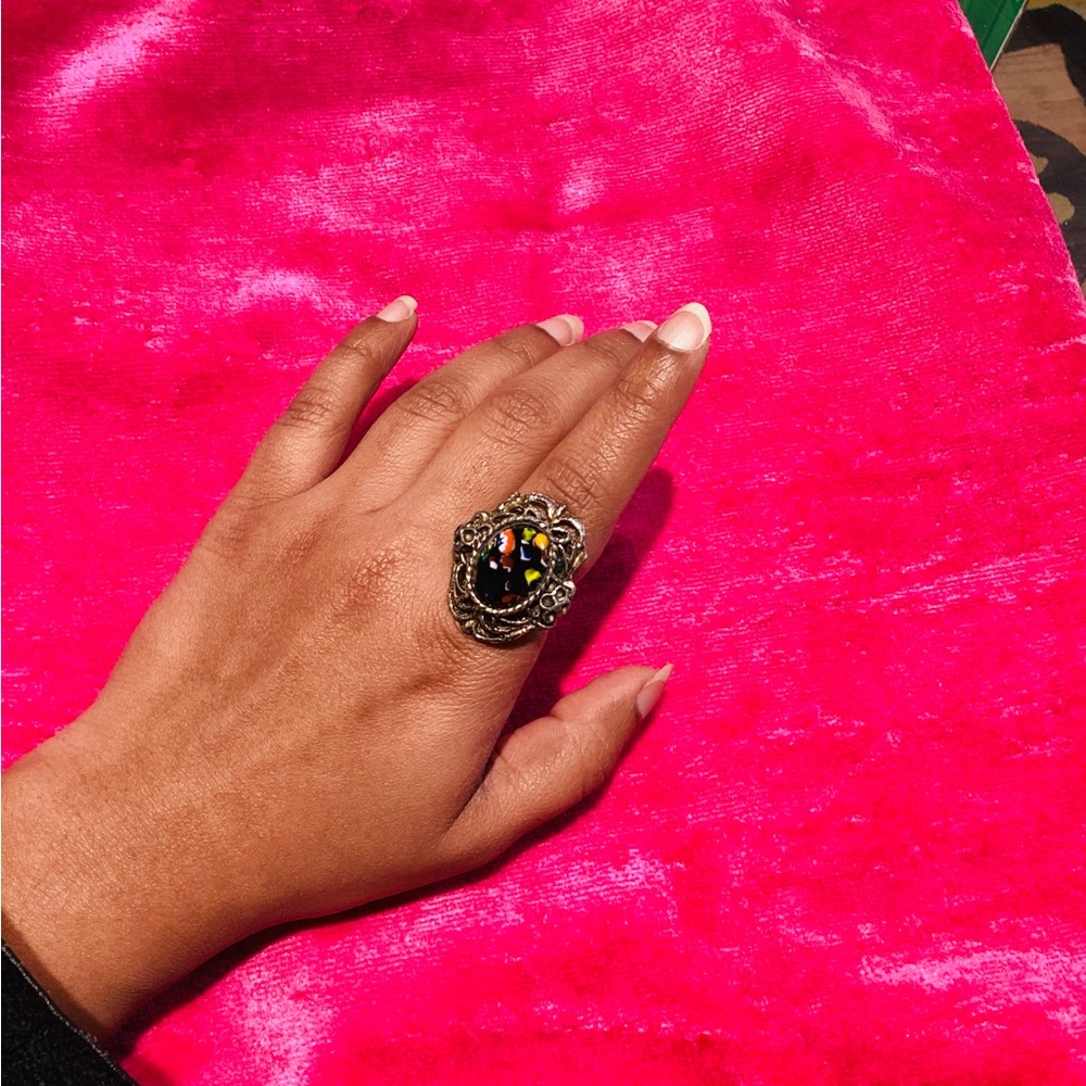 Vintage 50’s Art Glass frame ring